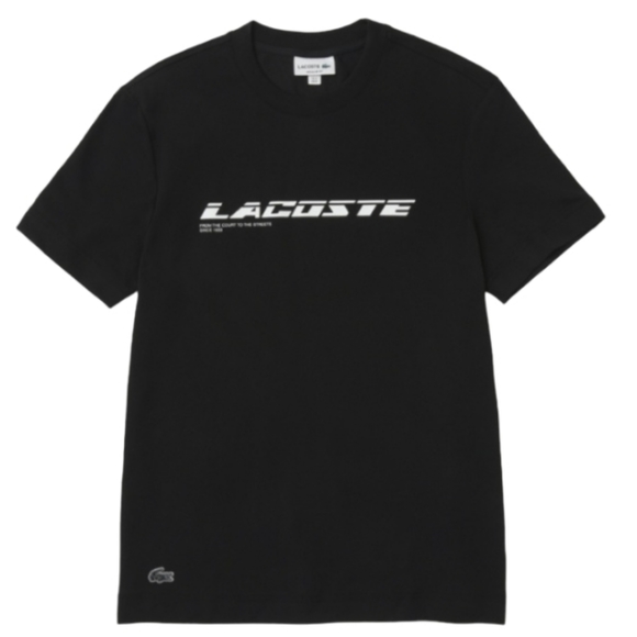 NWT LACOSTE Black Regular Fit Branded Piqué Tee Shirt Breathable Organic Cotton - Picture 3 of 7